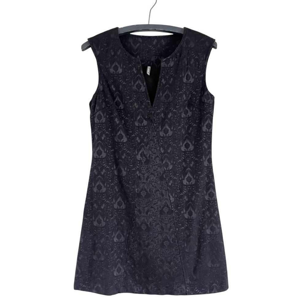 NAF NAF Black Brocade Sleeveless Mini Shift Dress LBD